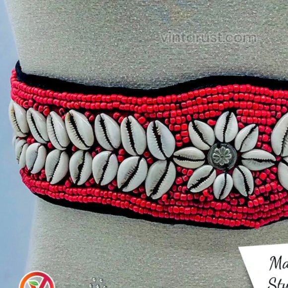 Vintage Afghan Beaded Shell Belt: Tribal Belly Dance Jewelry main image 6